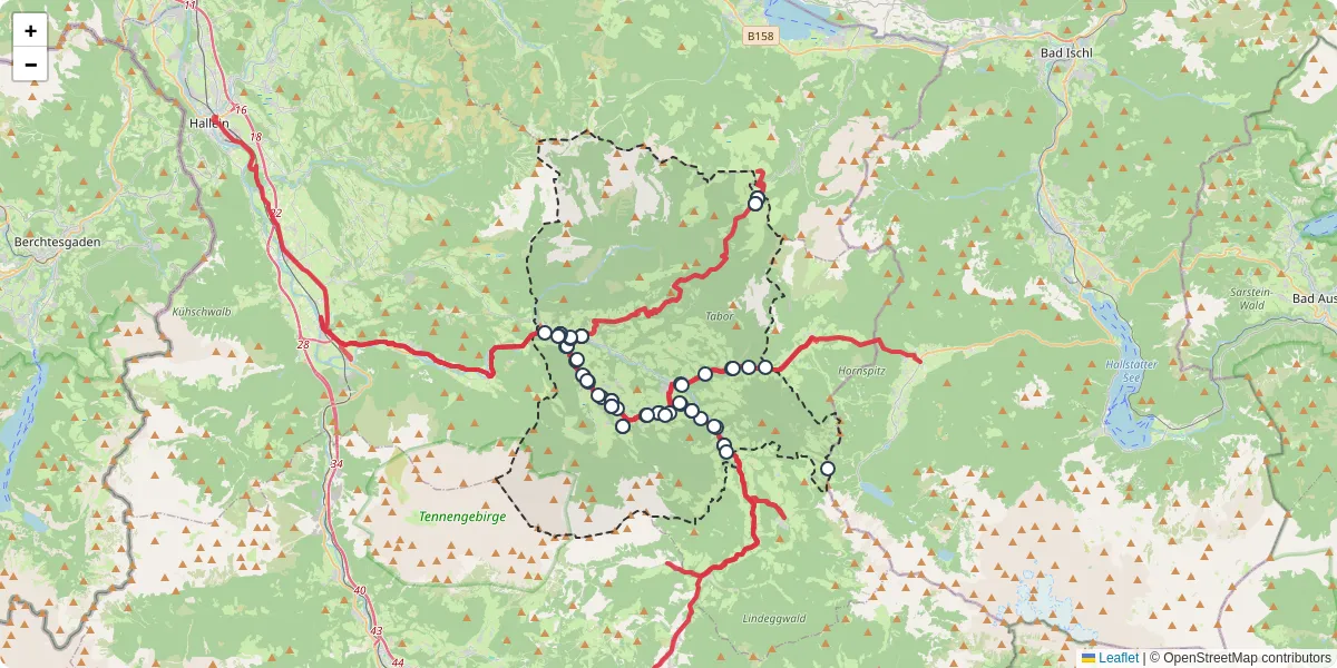 Nahverkehrsnetz in abtenau, Österreich - Buslinien, Haltestellen und Verbindungen auf der Karte