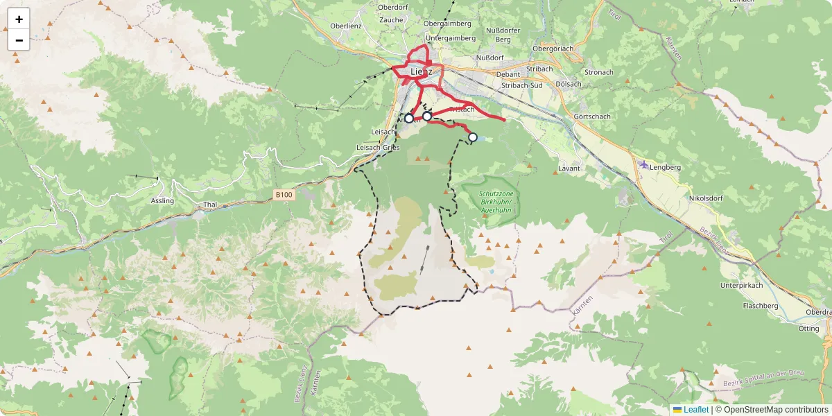 Nahverkehrsnetz in amlach, Österreich - Buslinien, Haltestellen und Verbindungen auf der Karte