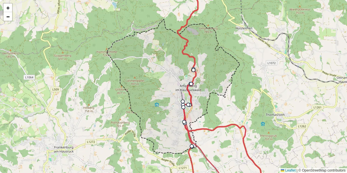 Nahverkehrsnetz in ampflwang-im-hausruckwald, Österreich - Buslinien, Haltestellen und Verbindungen auf der Karte