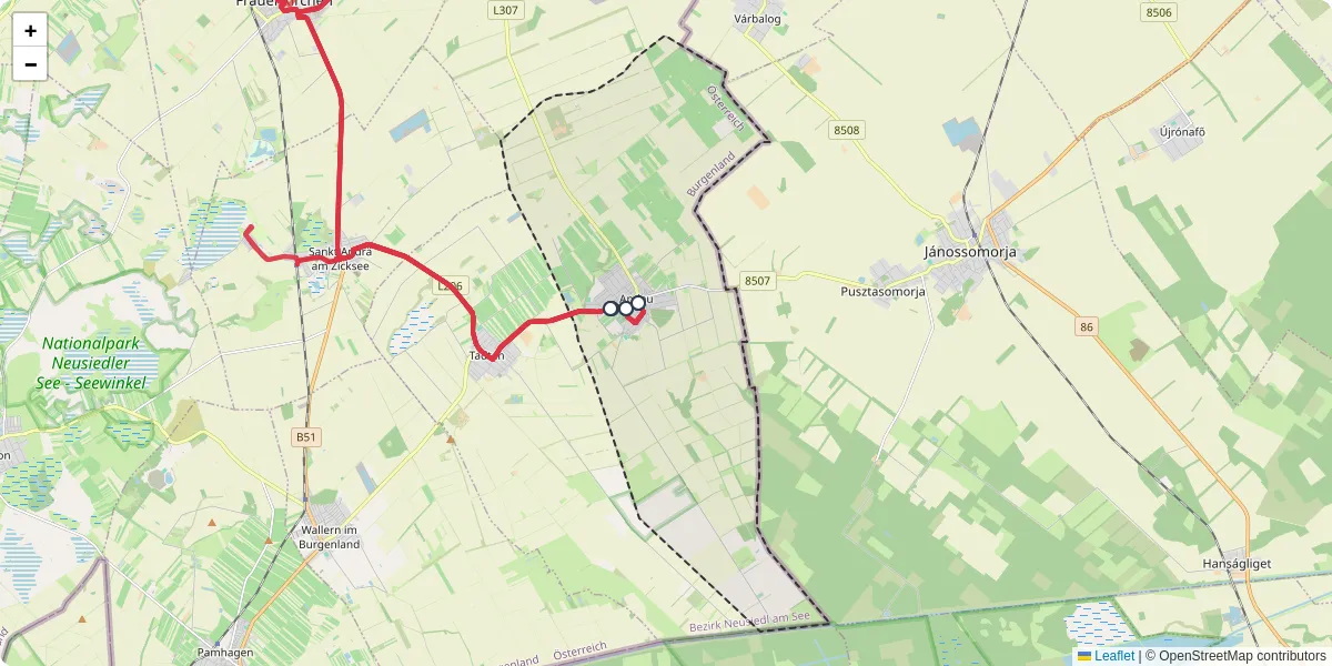 Nahverkehrsnetz in andau, Österreich - Buslinien, Haltestellen und Verbindungen auf der Karte