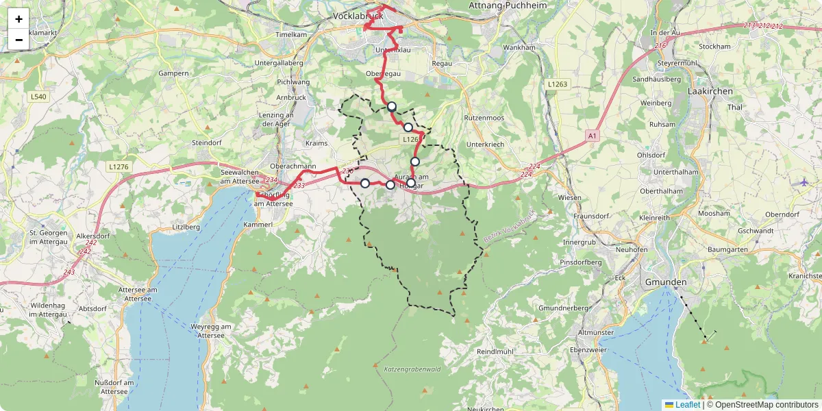 Nahverkehrsnetz in aurach-am-hongar, Österreich - Buslinien, Haltestellen und Verbindungen auf der Karte