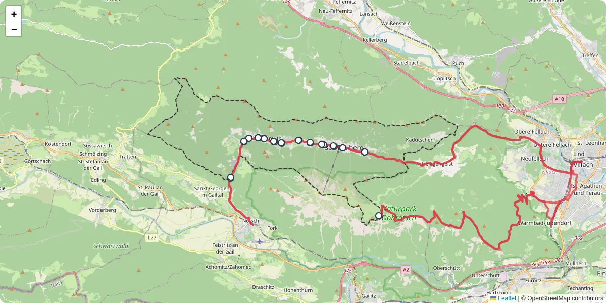 Nahverkehrsnetz in bad-bleiberg, Österreich - Buslinien, Haltestellen und Verbindungen auf der Karte