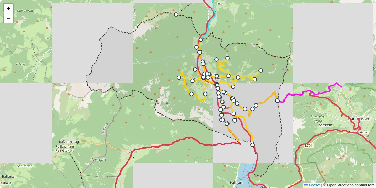 Nahverkehrsnetz in bad-goisern-am-hallstattersee, Österreich - Buslinien, Haltestellen und Verbindungen auf der Karte