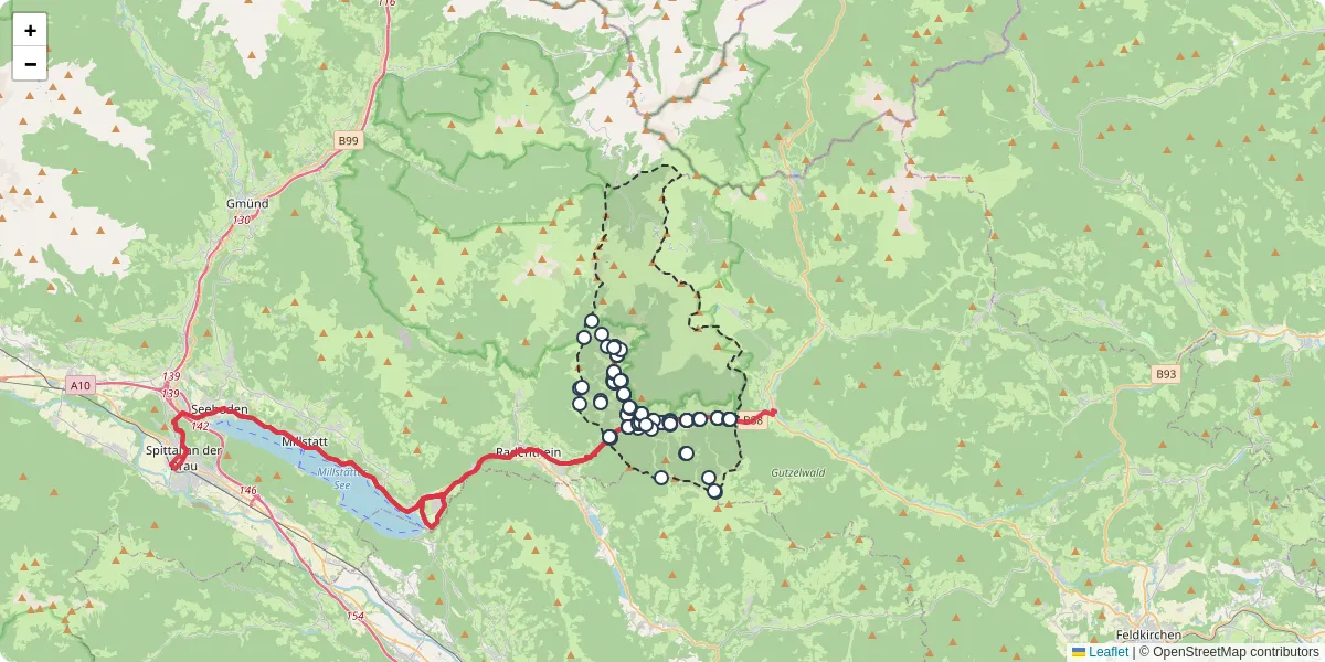 Nahverkehrsnetz in bad-kleinkirchheim, Österreich - Buslinien, Haltestellen und Verbindungen auf der Karte