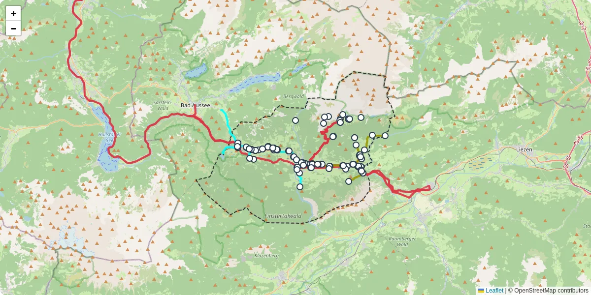 Nahverkehrsnetz in bad-mitterndorf, Österreich - Buslinien, Haltestellen und Verbindungen auf der Karte