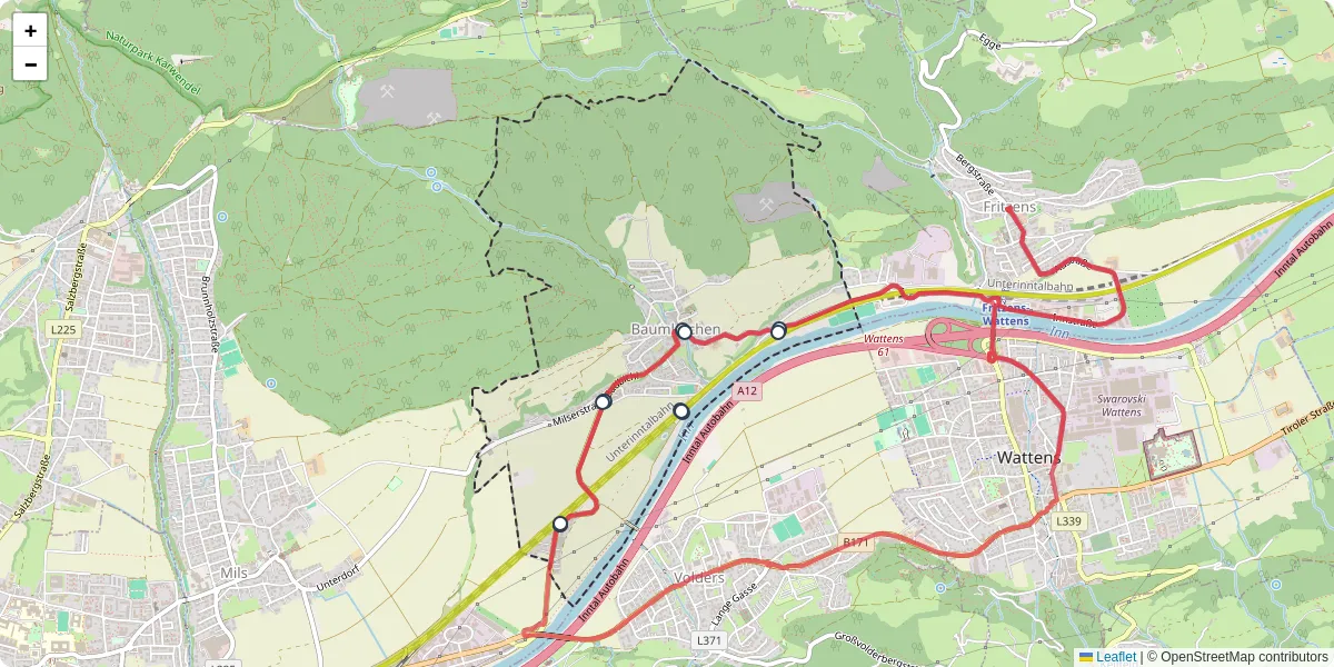 Nahverkehrsnetz in baumkirchen, Österreich - Buslinien, Haltestellen und Verbindungen auf der Karte