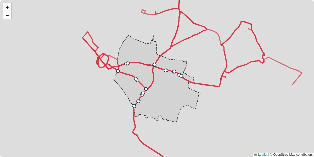 Nahverkehrsnetz in bisamberg, Österreich - Buslinien, Haltestellen und Verbindungen auf der Karte