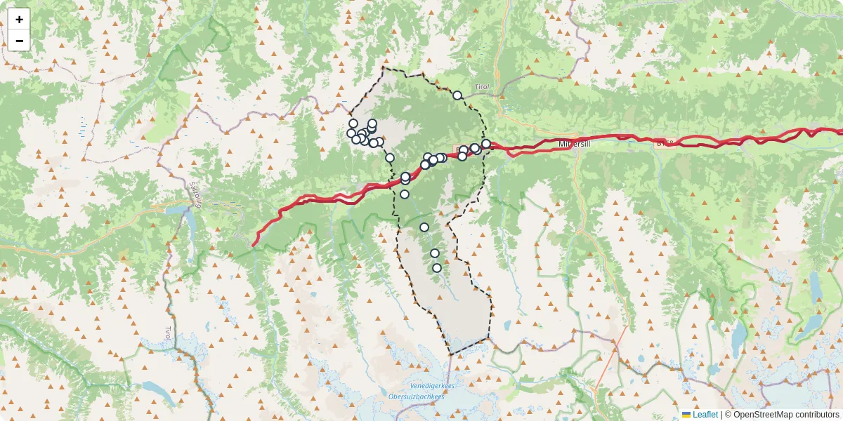 Nahverkehrsnetz in bramberg-am-wildkogel, Österreich - Buslinien, Haltestellen und Verbindungen auf der Karte