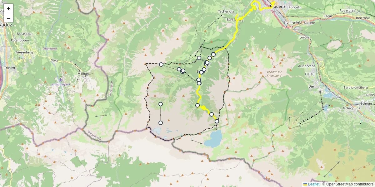 Nahverkehrsnetz in brand, Österreich - Buslinien, Haltestellen und Verbindungen auf der Karte