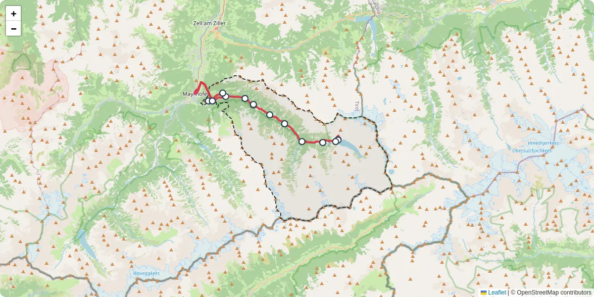 Nahverkehrsnetz in brandberg, Österreich - Buslinien, Haltestellen und Verbindungen auf der Karte