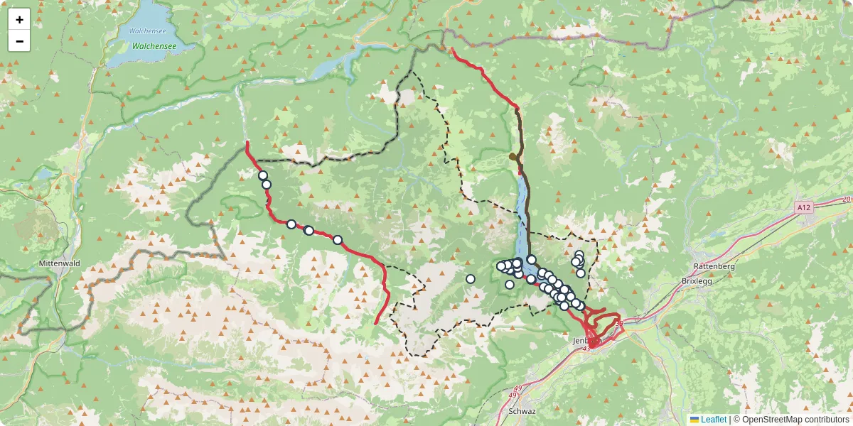 Nahverkehrsnetz in eben-am-achensee, Österreich - Buslinien, Haltestellen und Verbindungen auf der Karte