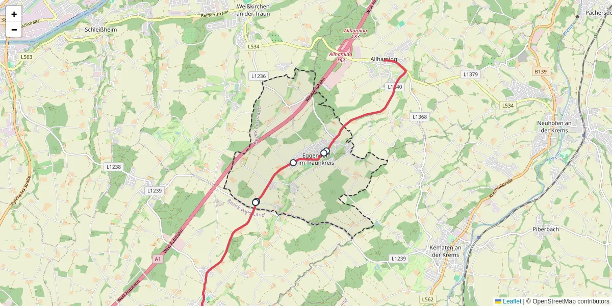 Nahverkehrsnetz in eggendorf-im-traunkreis, Österreich - Buslinien, Haltestellen und Verbindungen auf der Karte