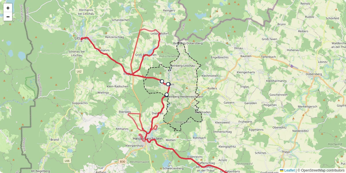 Nahverkehrsnetz in eggern, Österreich - Buslinien, Haltestellen und Verbindungen auf der Karte