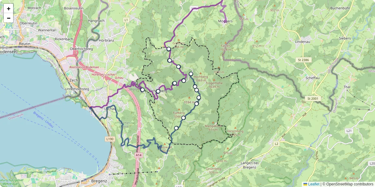 Nahverkehrsnetz in eichenberg, Österreich - Buslinien, Haltestellen und Verbindungen auf der Karte