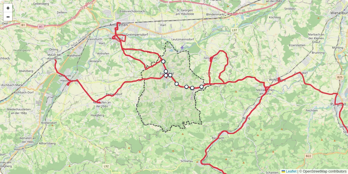 Nahverkehrsnetz in euratsfeld, Österreich - Buslinien, Haltestellen und Verbindungen auf der Karte