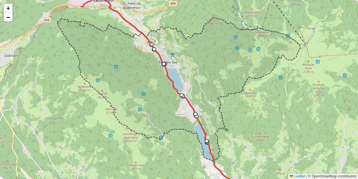 Nahverkehrsnetz in feld-am-see, Österreich - Buslinien, Haltestellen und Verbindungen auf der Karte