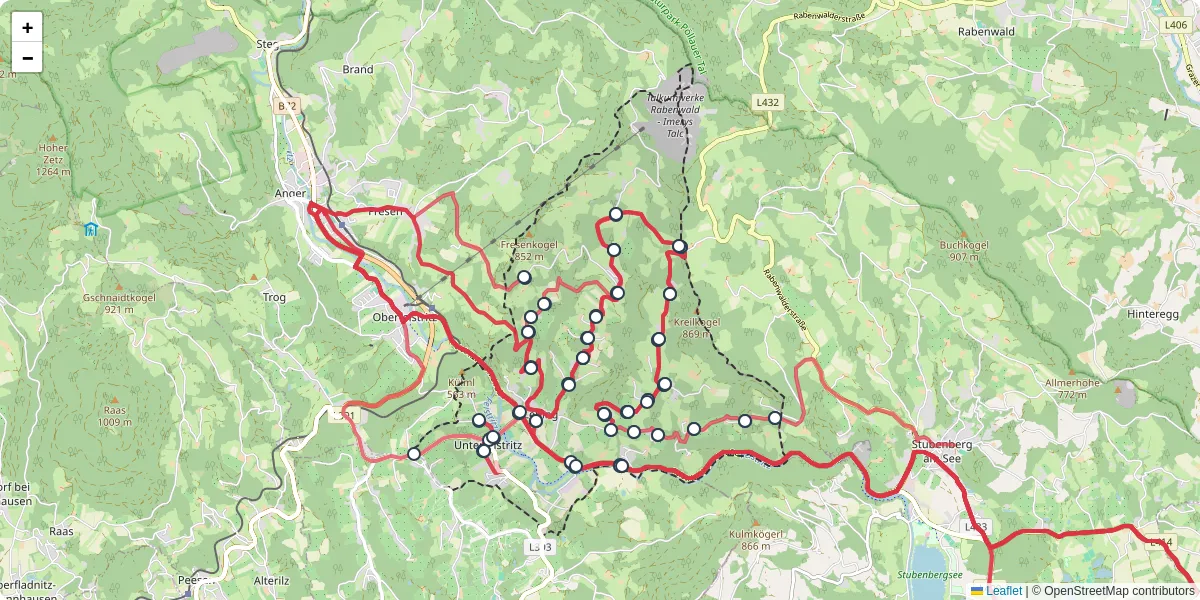 Nahverkehrsnetz in floing, Österreich - Buslinien, Haltestellen und Verbindungen auf der Karte