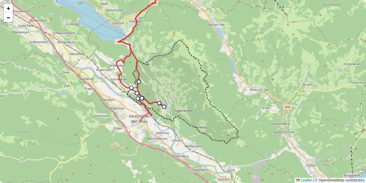 Nahverkehrsnetz in fresach, Österreich - Buslinien, Haltestellen und Verbindungen auf der Karte