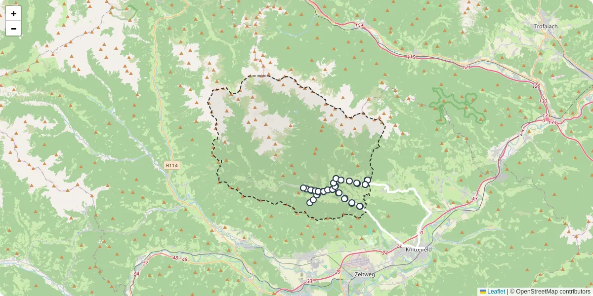 Nahverkehrsnetz in gaal, Österreich - Buslinien, Haltestellen und Verbindungen auf der Karte