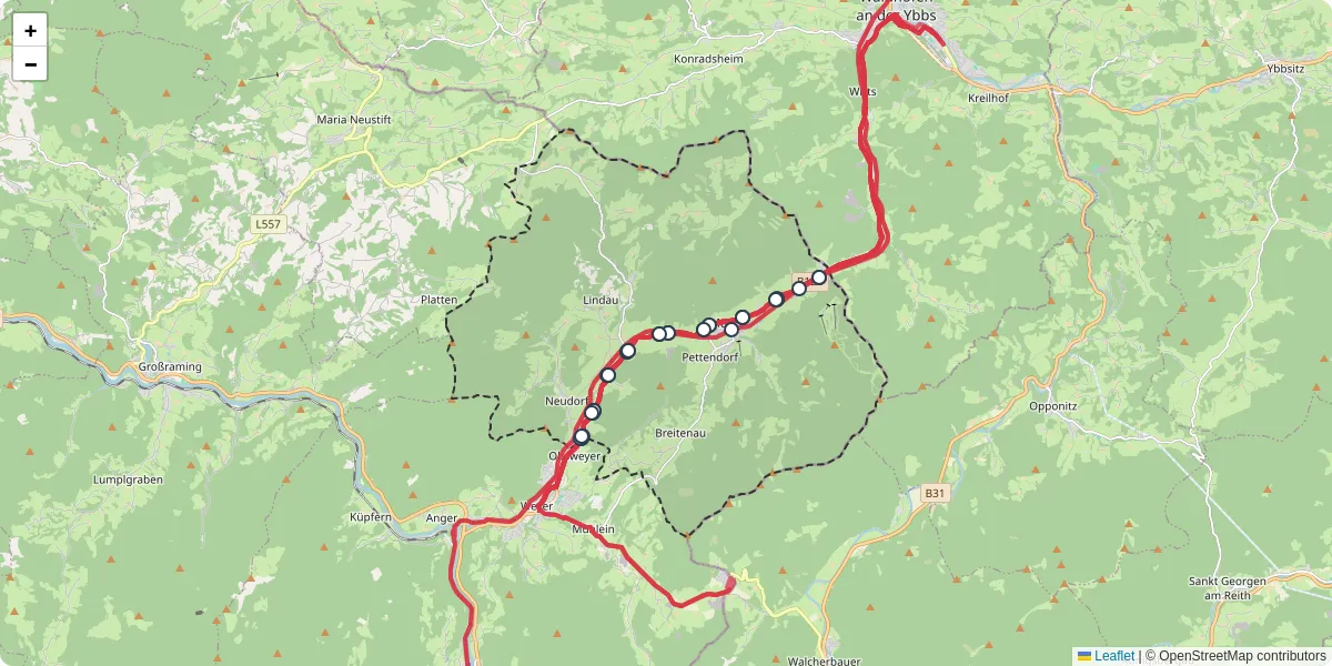 Nahverkehrsnetz in gaflenz, Österreich - Buslinien, Haltestellen und Verbindungen auf der Karte