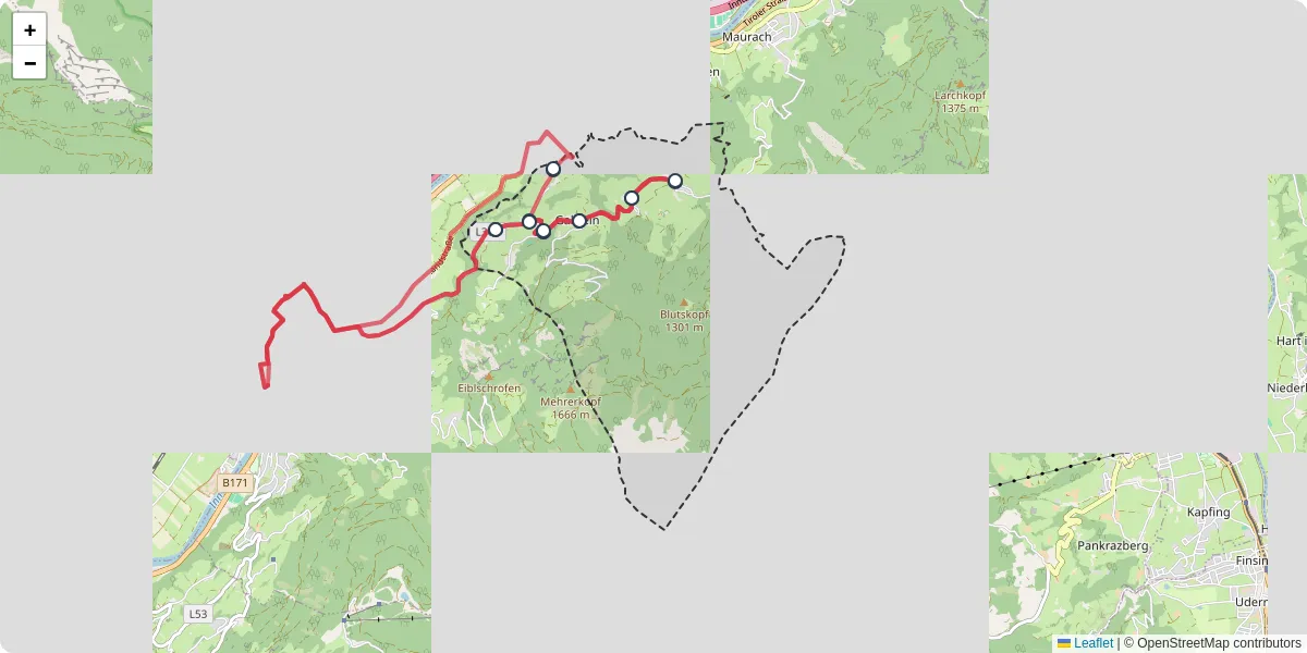 Nahverkehrsnetz in gallzein, Österreich - Buslinien, Haltestellen und Verbindungen auf der Karte