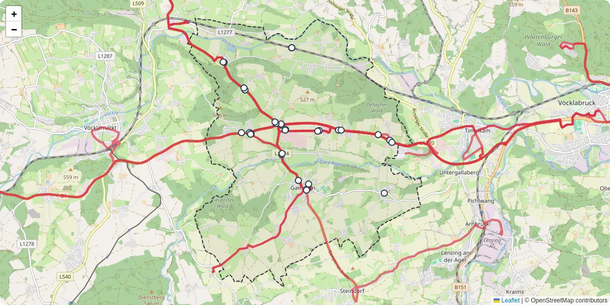 Nahverkehrsnetz in gampern, Österreich - Buslinien, Haltestellen und Verbindungen auf der Karte