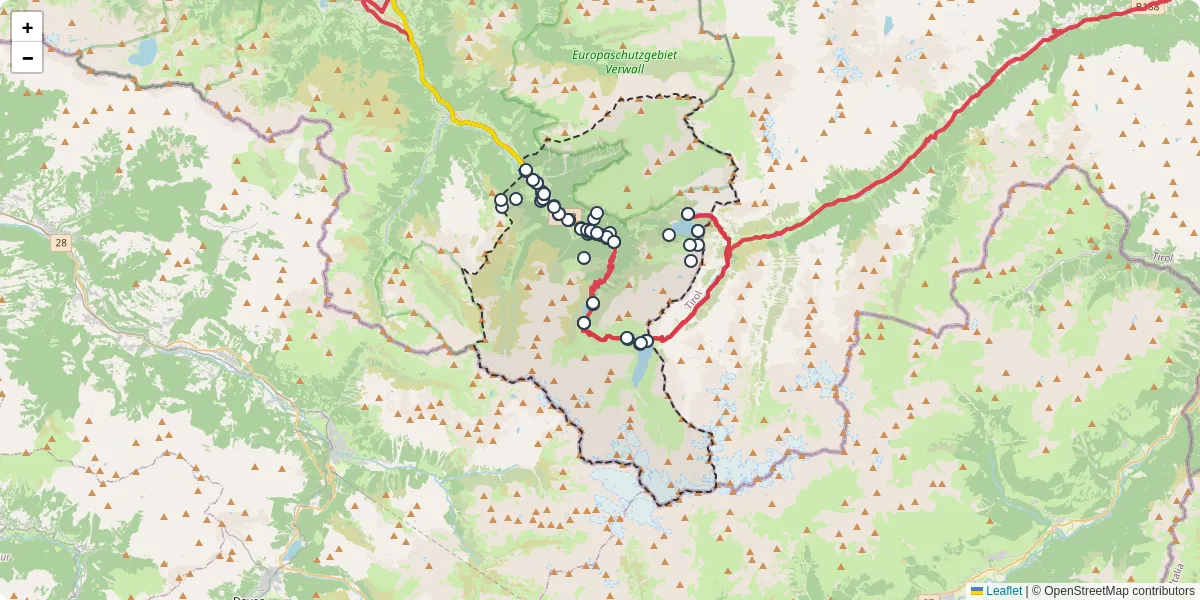 Nahverkehrsnetz in gaschurn, Österreich - Buslinien, Haltestellen und Verbindungen auf der Karte