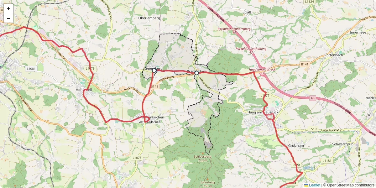 Nahverkehrsnetz in geiersberg, Österreich - Buslinien, Haltestellen und Verbindungen auf der Karte