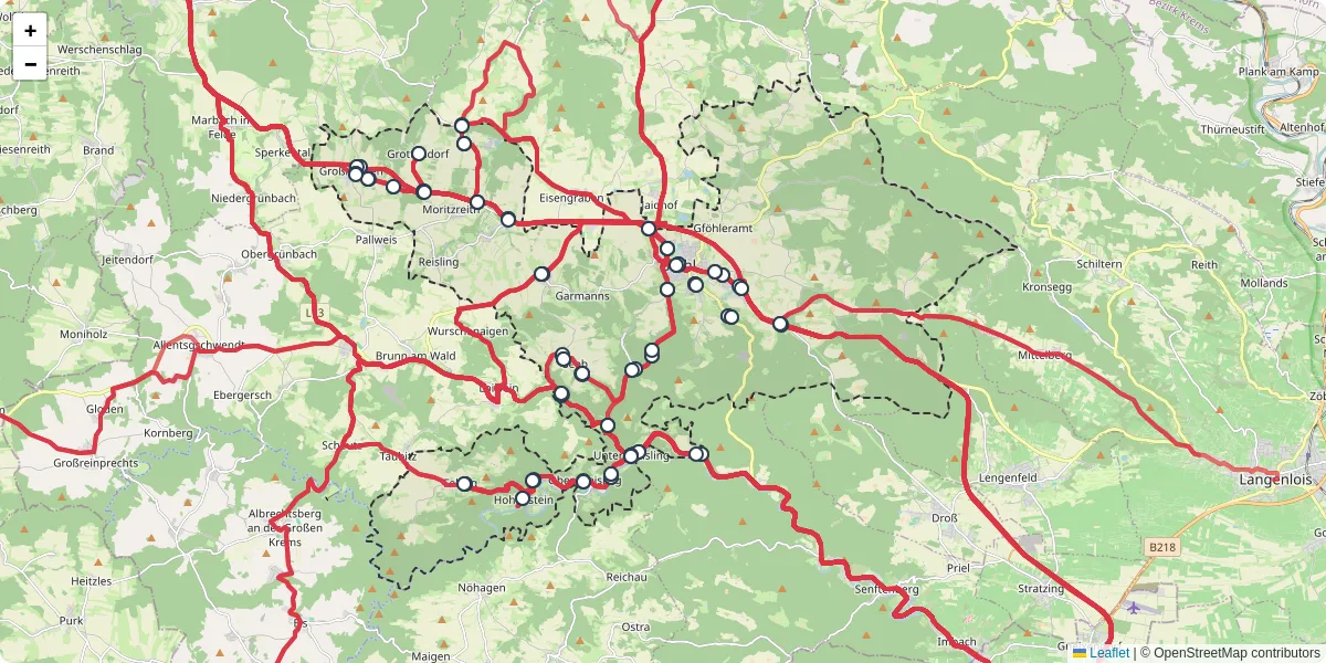 Nahverkehrsnetz in gfohl, Österreich - Buslinien, Haltestellen und Verbindungen auf der Karte