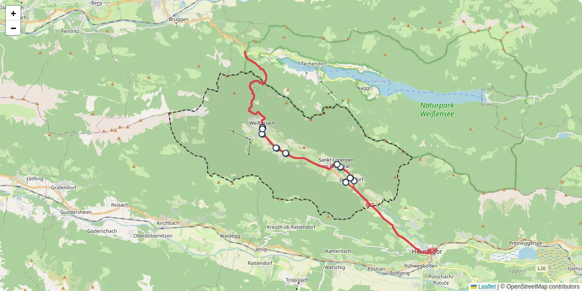 Nahverkehrsnetz in gitschtal, Österreich - Buslinien, Haltestellen und Verbindungen auf der Karte