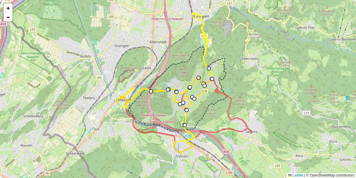 Nahverkehrsnetz in gofis, Österreich - Buslinien, Haltestellen und Verbindungen auf der Karte