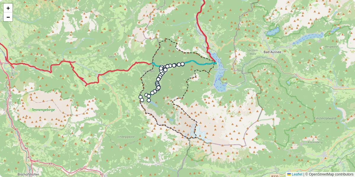 Nahverkehrsnetz in gosau, Österreich - Buslinien, Haltestellen und Verbindungen auf der Karte