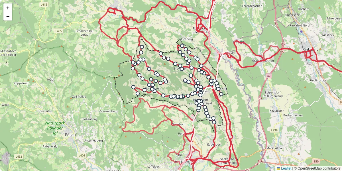 Nahverkehrsnetz in grafendorf-bei-hartberg, Österreich - Buslinien, Haltestellen und Verbindungen auf der Karte