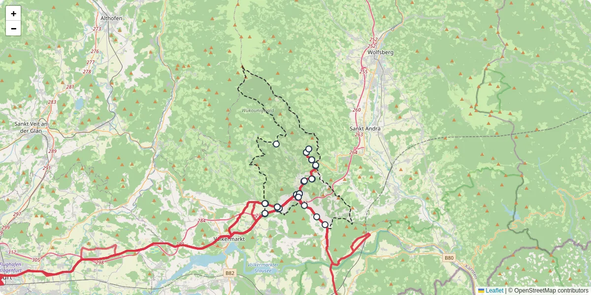 Nahverkehrsnetz in griffen, Österreich - Buslinien, Haltestellen und Verbindungen auf der Karte
