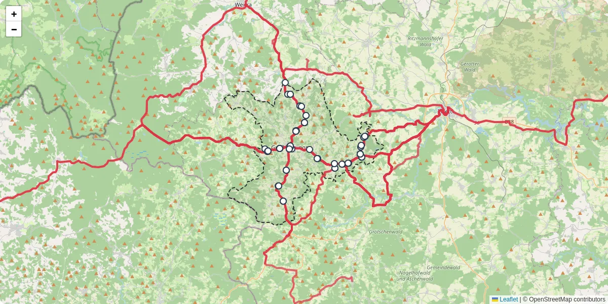 Nahverkehrsnetz in gro-gerungs, Österreich - Buslinien, Haltestellen und Verbindungen auf der Karte