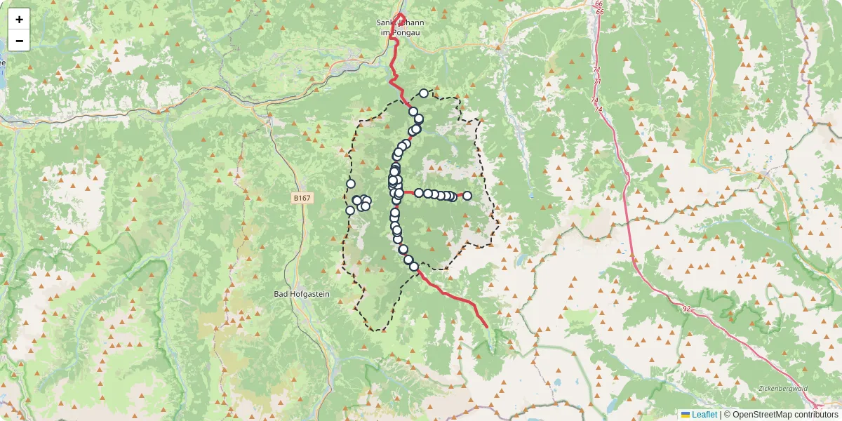 Nahverkehrsnetz in groarl, Österreich - Buslinien, Haltestellen und Verbindungen auf der Karte