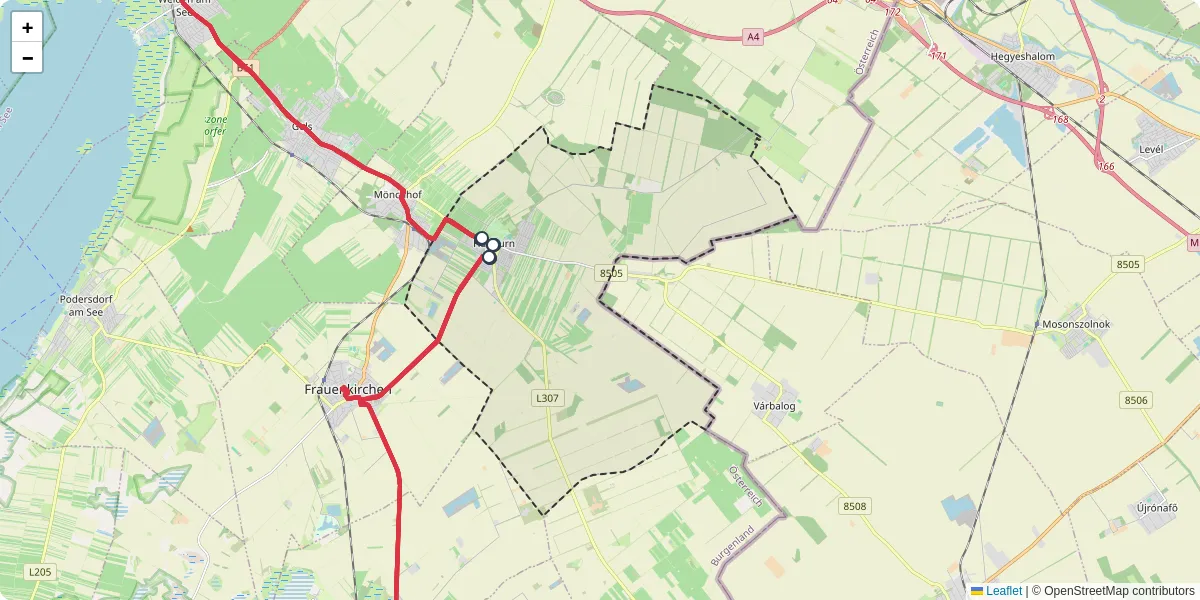 Nahverkehrsnetz in halbturn, Österreich - Buslinien, Haltestellen und Verbindungen auf der Karte