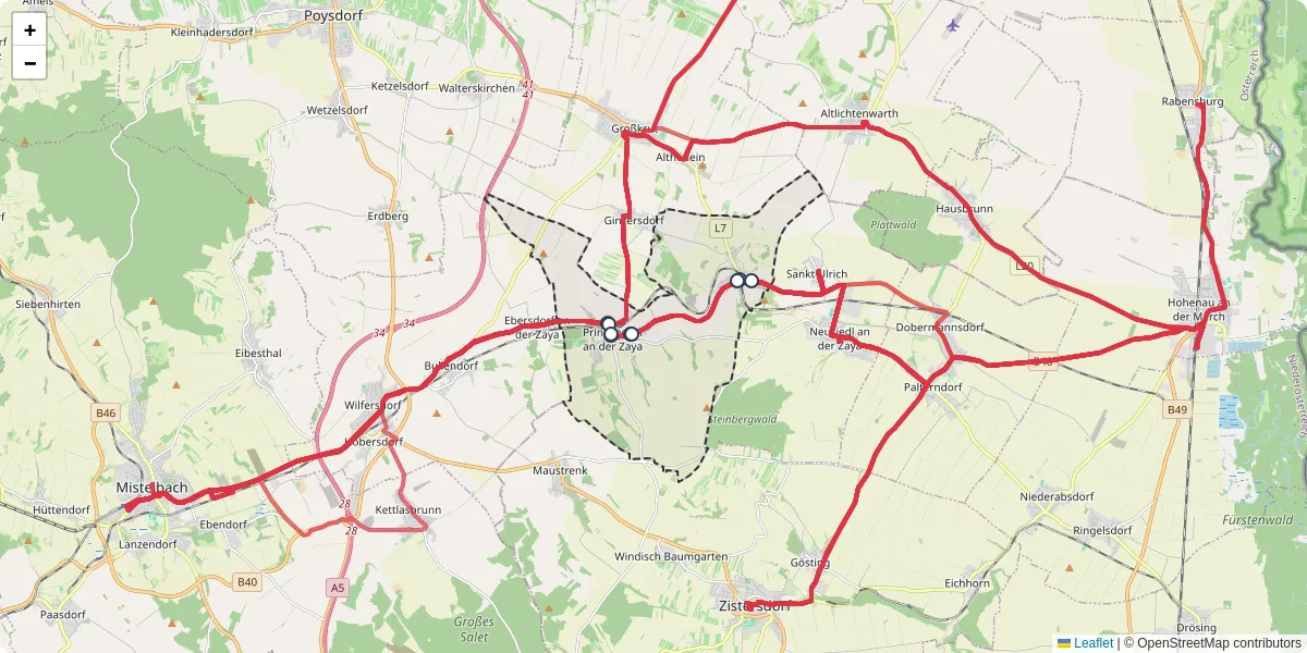 Nahverkehrsnetz in hauskirchen, Österreich - Buslinien, Haltestellen und Verbindungen auf der Karte