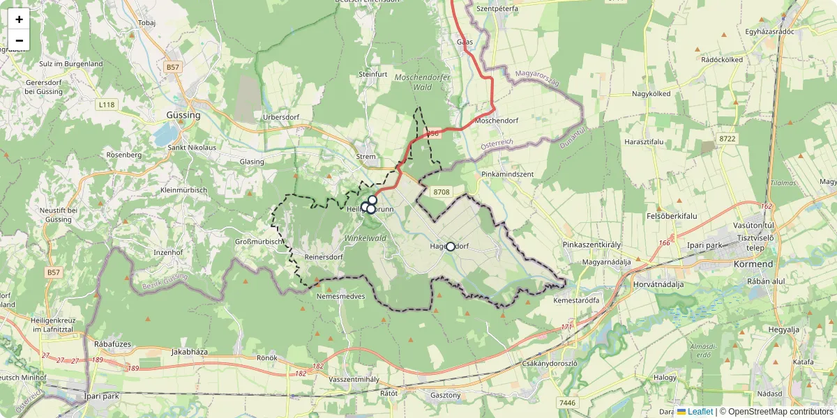 Nahverkehrsnetz in heiligenbrunn, Österreich - Buslinien, Haltestellen und Verbindungen auf der Karte