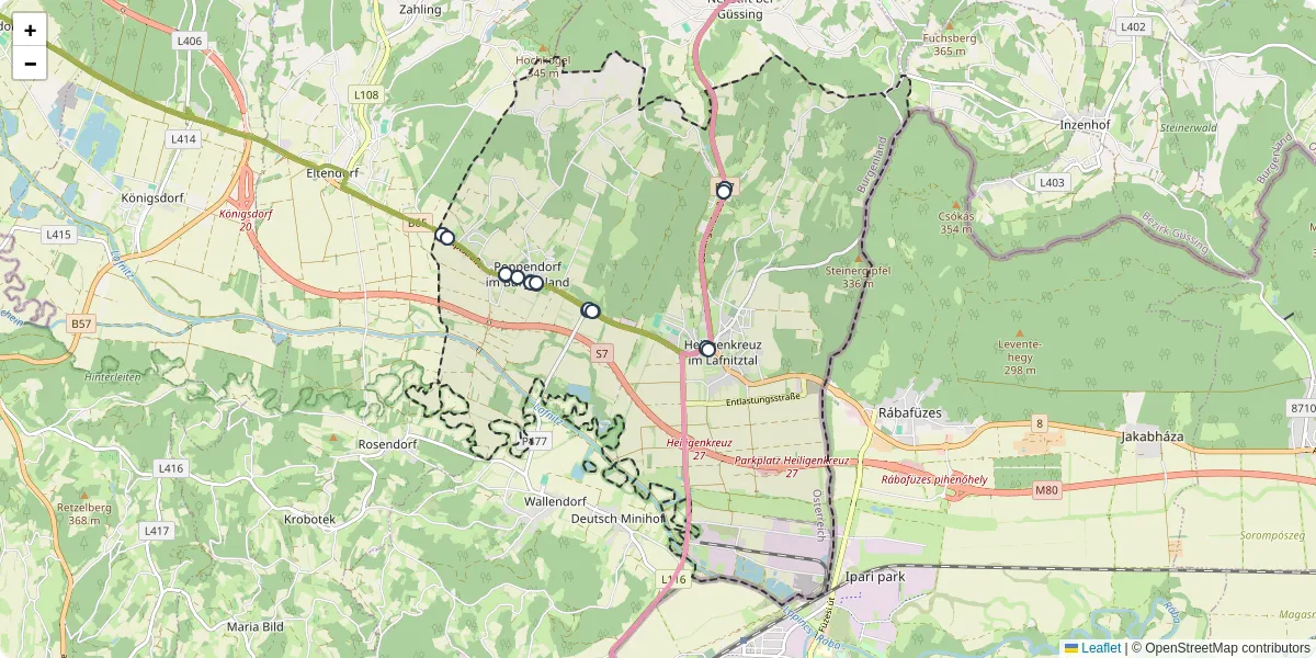Nahverkehrsnetz in heiligenkreuz-im-lafnitztal, Österreich - Buslinien, Haltestellen und Verbindungen auf der Karte