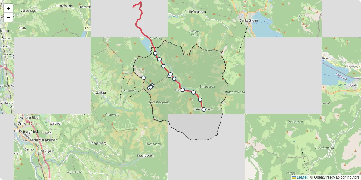 Nahverkehrsnetz in hintersee, Österreich - Buslinien, Haltestellen und Verbindungen auf der Karte