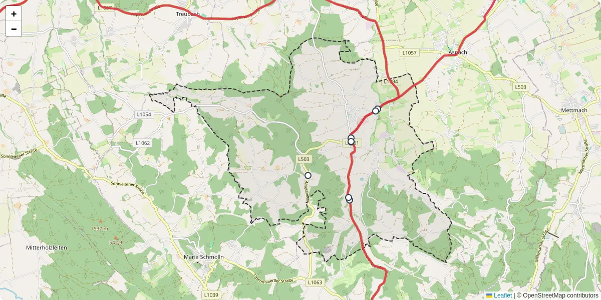 Nahverkehrsnetz in hohnhart, Österreich - Buslinien, Haltestellen und Verbindungen auf der Karte