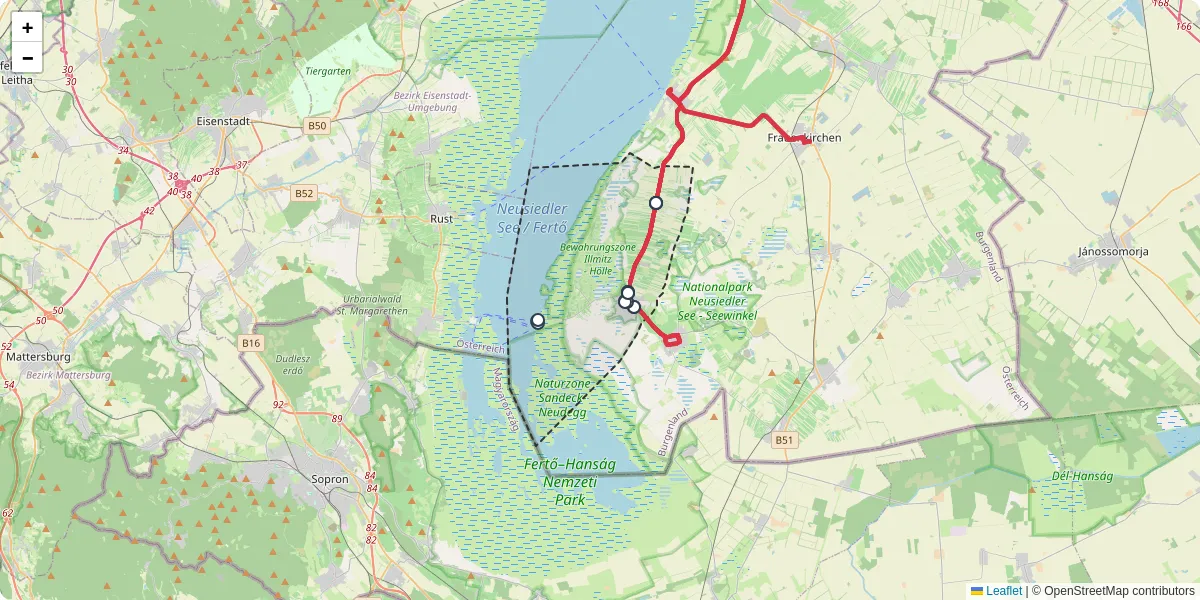 Nahverkehrsnetz in illmitz, Österreich - Buslinien, Haltestellen und Verbindungen auf der Karte