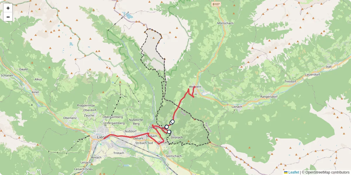 Nahverkehrsnetz in iselsberg-stronach, Österreich - Buslinien, Haltestellen und Verbindungen auf der Karte