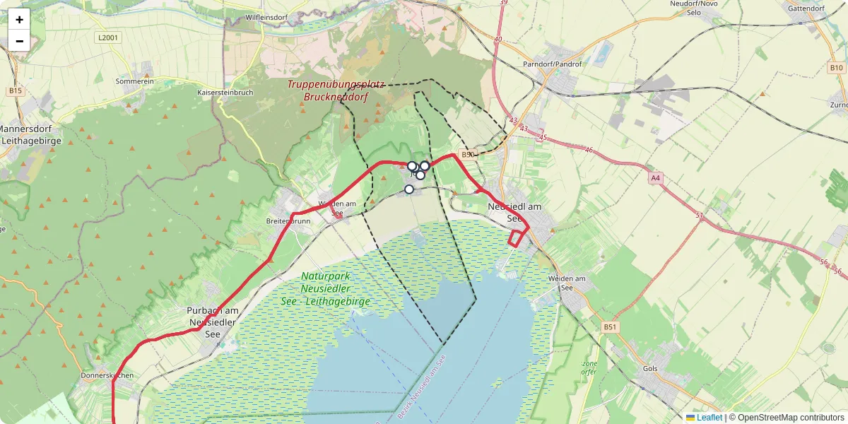 Nahverkehrsnetz in jois, Österreich - Buslinien, Haltestellen und Verbindungen auf der Karte