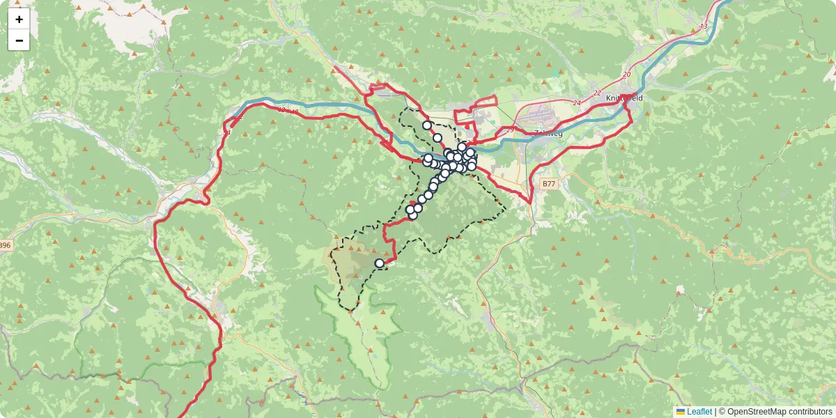 Nahverkehrsnetz in judenburg, Österreich - Buslinien, Haltestellen und Verbindungen auf der Karte