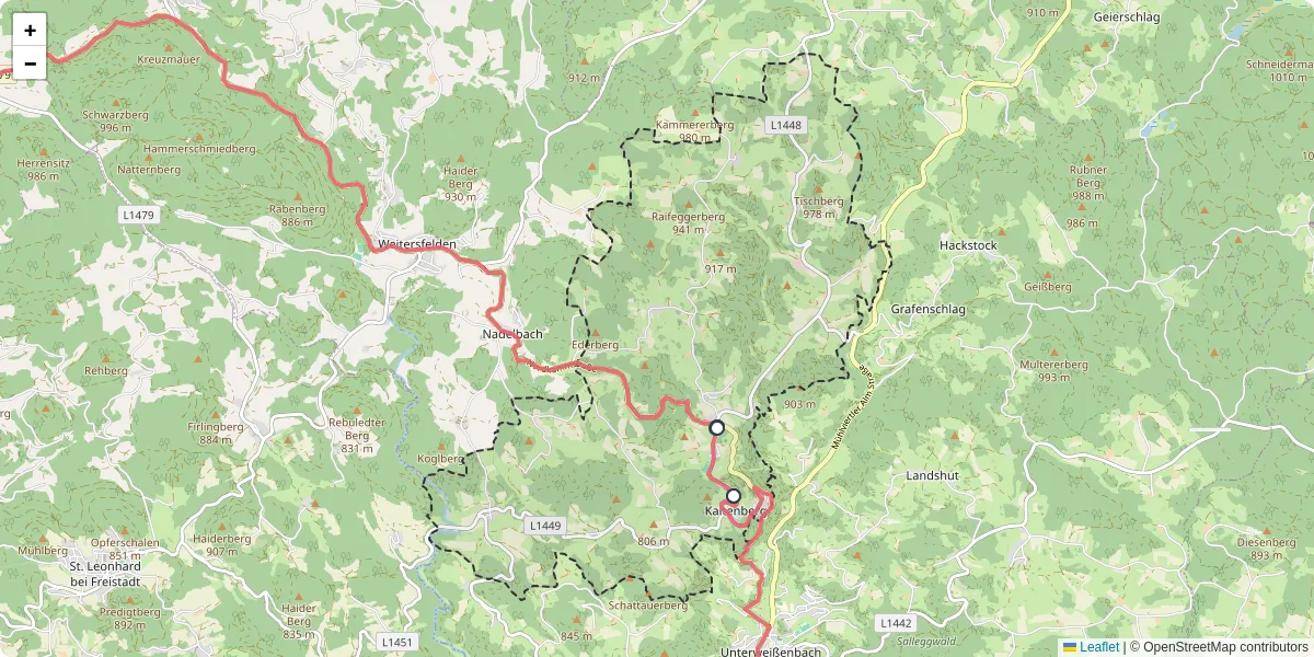 Nahverkehrsnetz in kaltenberg, Österreich - Buslinien, Haltestellen und Verbindungen auf der Karte