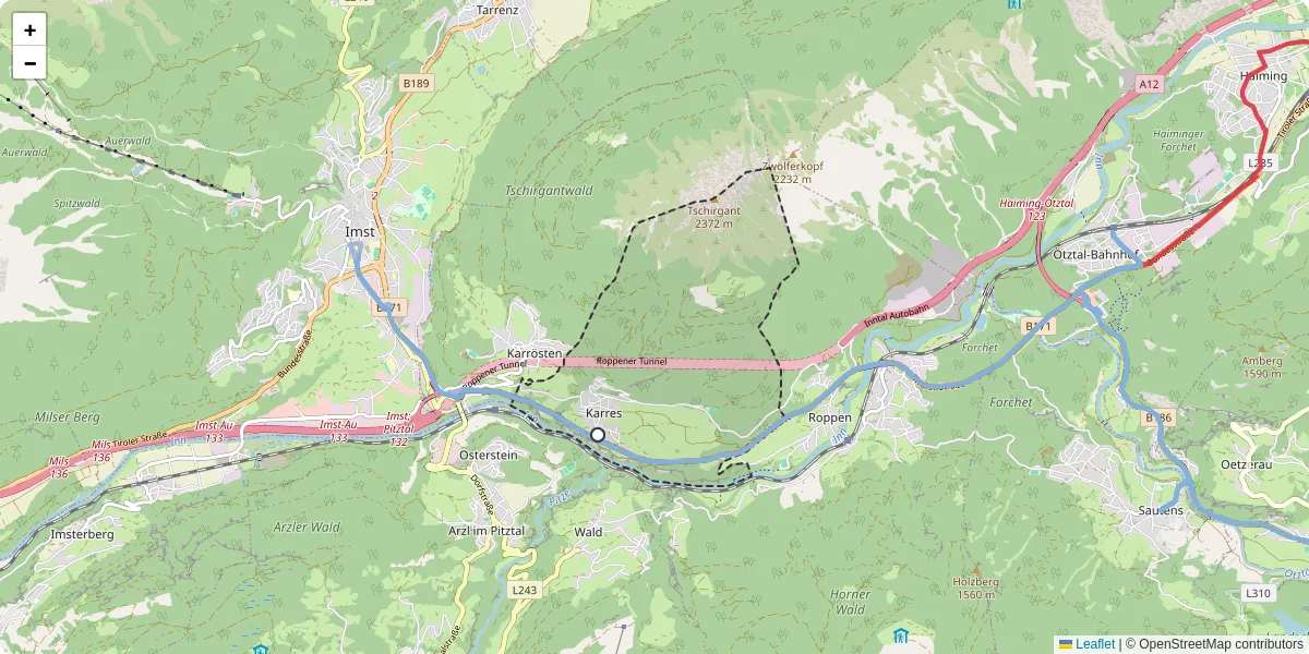 Nahverkehrsnetz in karres, Österreich - Buslinien, Haltestellen und Verbindungen auf der Karte