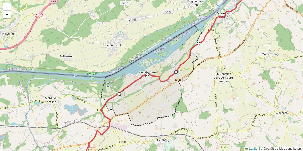 Nahverkehrsnetz in kirchdorf-am-inn, Österreich - Buslinien, Haltestellen und Verbindungen auf der Karte