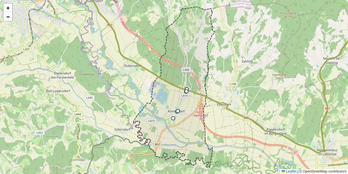 Nahverkehrsnetz in konigsdorf, Österreich - Buslinien, Haltestellen und Verbindungen auf der Karte
